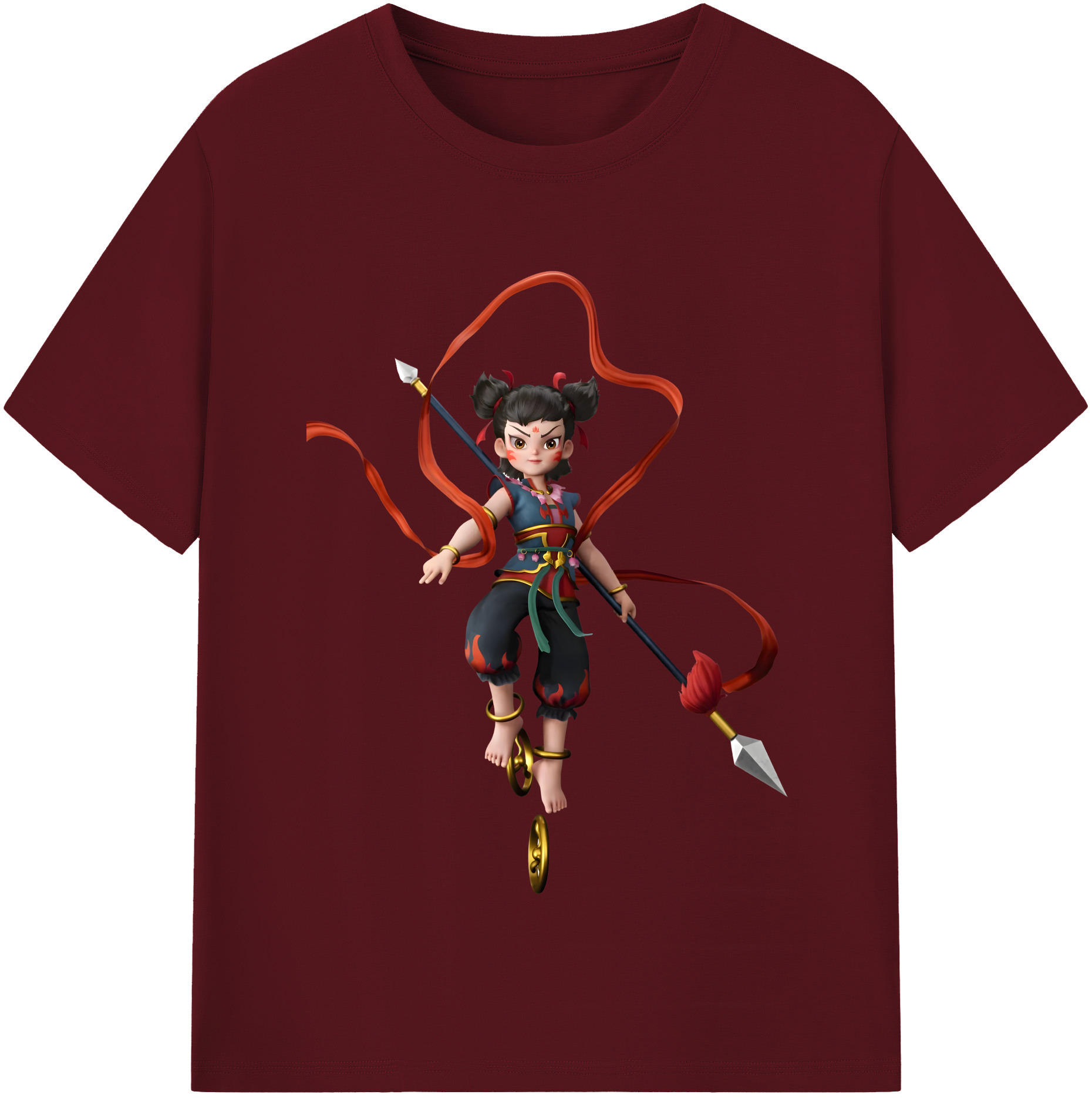 （画像用） Ne Zha 2 ナタ 魔童の大暴れ 綿100％半袖Tシャツ（フロントプリント）